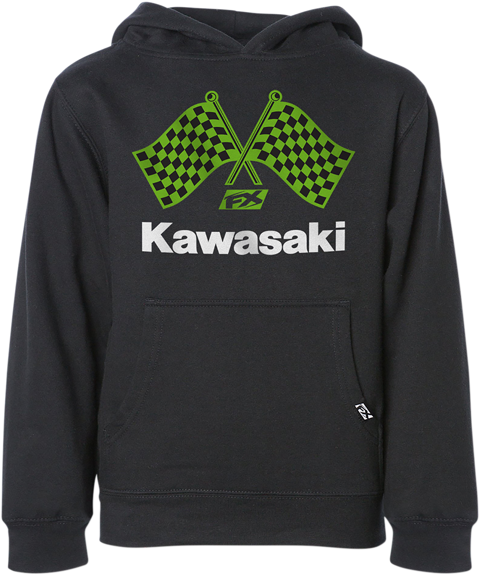 Youth Kawasaki Finishline Hoodie - Black - Small - Lutzka's Garage