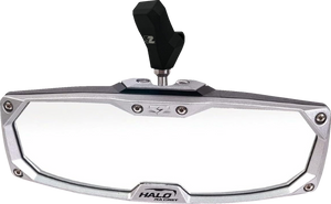 Mirror - Halo R - Rear View - Rectangle - Black w/Silver Bezel - CF Moto