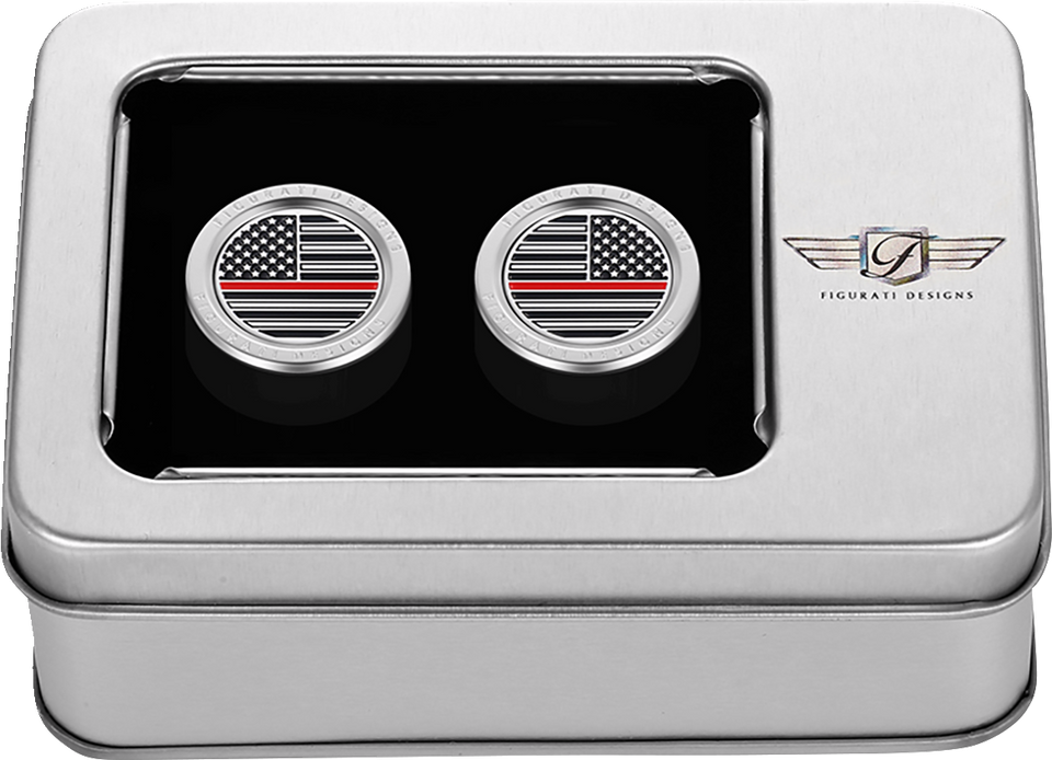 Docking Hardware Covers - American Flag - Red Line - Short - Stainless Steel - Lutzka's Garage