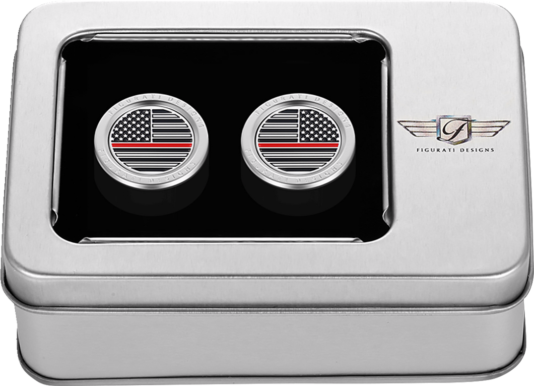 Docking Hardware Covers - American Flag - Red Line - Short - Stainless Steel - Lutzka's Garage