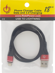 Male USB to Male Lightning Cable - Phone - Charger - 18" - Black/Red - Lutzka's Garage