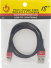 Male USB to Male Lightning Cable - Phone - Charger - 18" - Black/Red - Lutzka's Garage