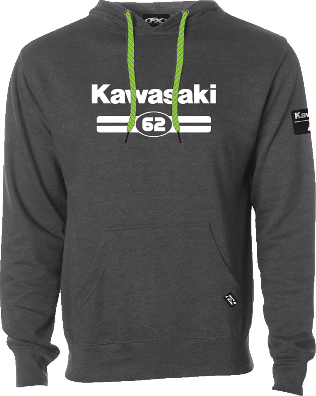 Kawasaki Sixty Two Pullover Hoodie - Heather Charcoal - Medium - Lutzka's Garage