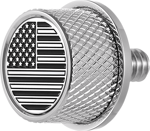 Seat Mounting Knob - Stainles Steel - Black/White American Flag - Contrast Cut