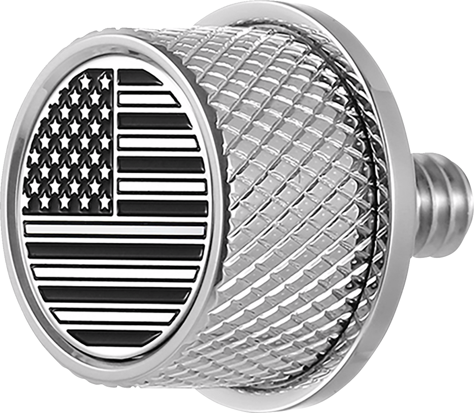 Seat Mounting Knob - Stainles Steel - Black/White American Flag - Contrast Cut