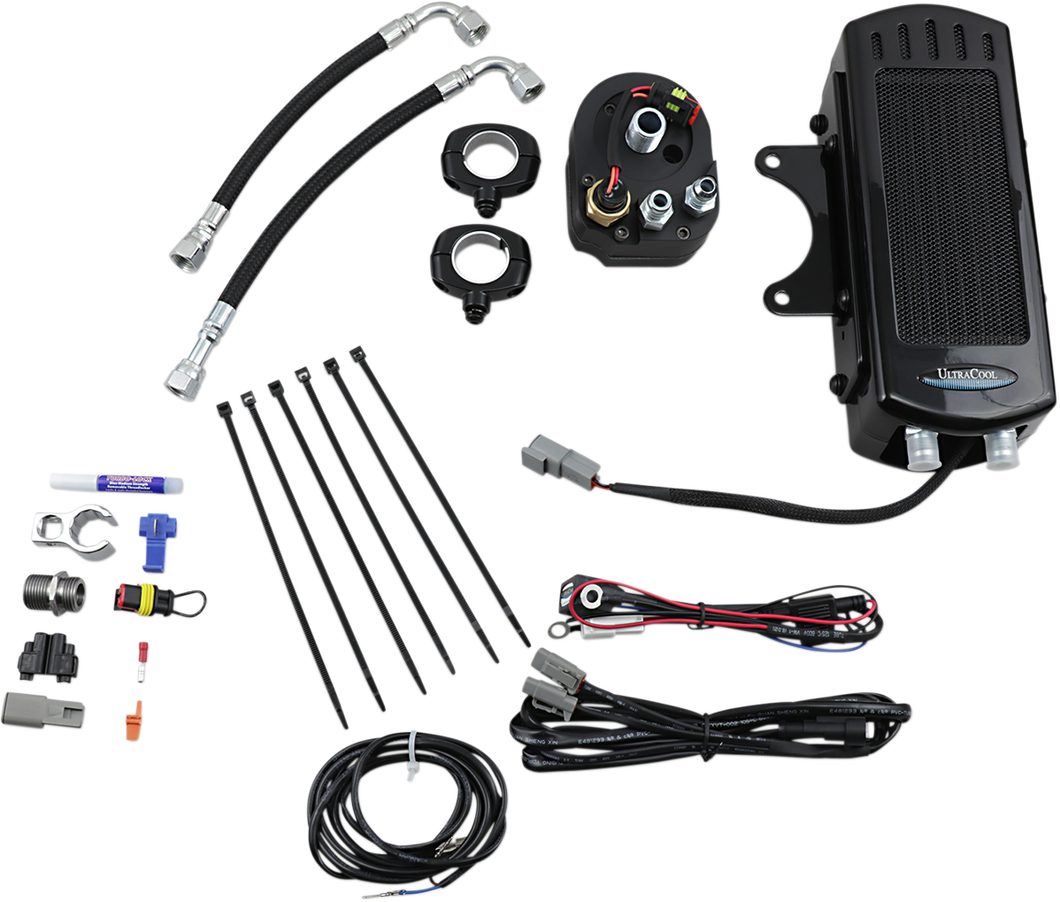 Oil Cooler Kit - Side Mount - Gloss Black - Softail - Lutzka's Garage