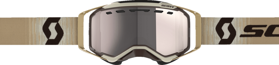 Prospect Snow Cross Goggle - Beige/Brown - Dual Lens - Enhancer Silver Chrome