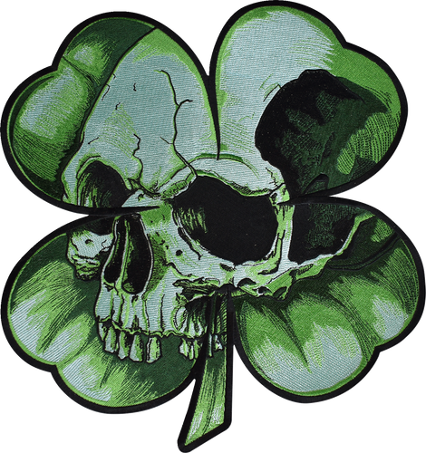 Shamrock Clover Skull Embroidered Patch - Large - Lutzka's Garage