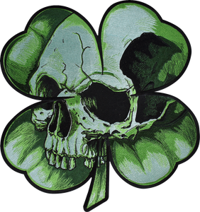 Shamrock Clover Skull Embroidered Patch - Large - Lutzka's Garage