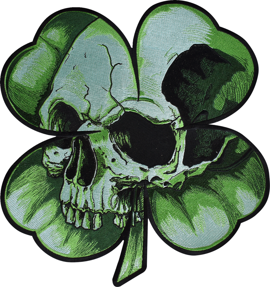 Shamrock Clover Skull Embroidered Patch - Large - Lutzka's Garage