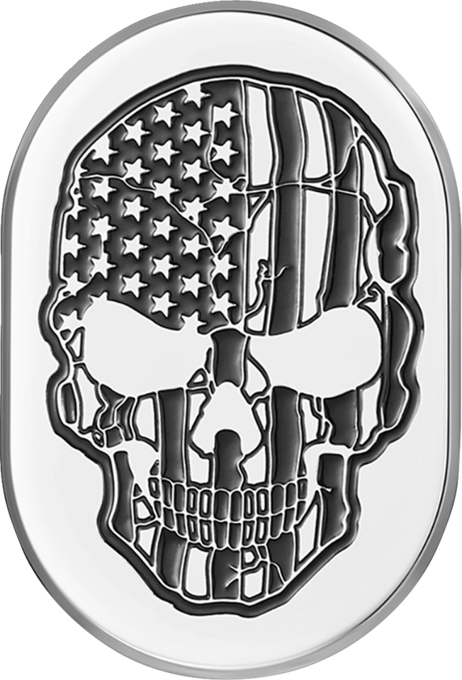 Antenna Cover - Right Rear Fender - Contrast Cut American Flag Skull - Chrome - Lutzka's Garage