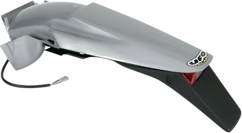 Enduro Rear Fender with Light - Silver/Black - Lutzka's Garage