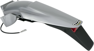 Enduro Rear Fender with Light - Silver/Black - Lutzka's Garage