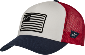 Flag Snapback Hat - White/Navy/Red - One Size - Lutzka's Garage