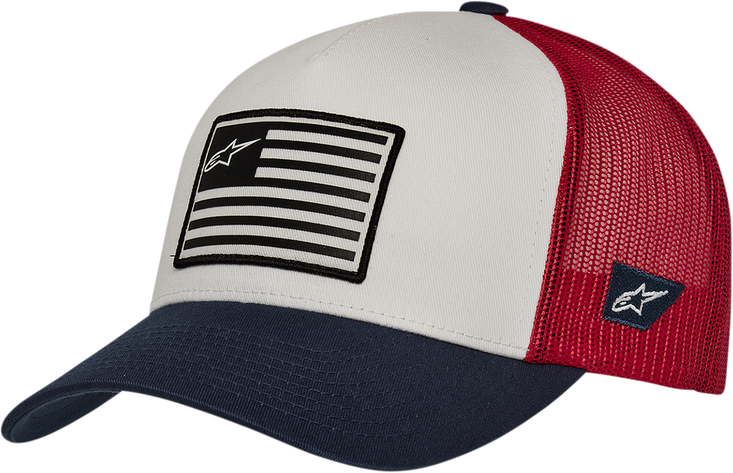 Flag Snapback Hat - White/Navy/Red - One Size - Lutzka's Garage