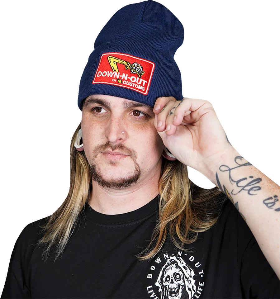 Down-N-Out Shifter Beanie - Navy Blue - Lutzka's Garage