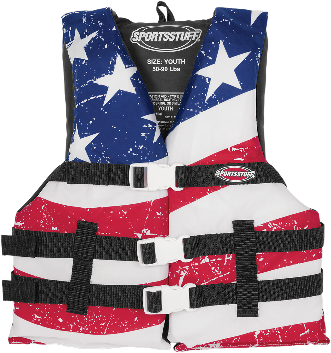 Youth Stars & Stripes PFD Vest - Red/White/Blue - Lutzka's Garage