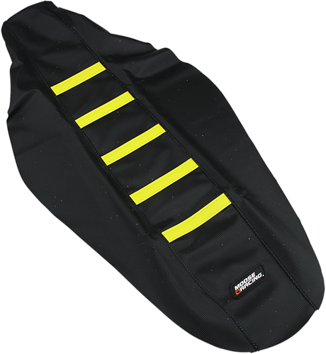 Ribbed Seat Cover - Black Cover/Yellow Ribs - Suzuki