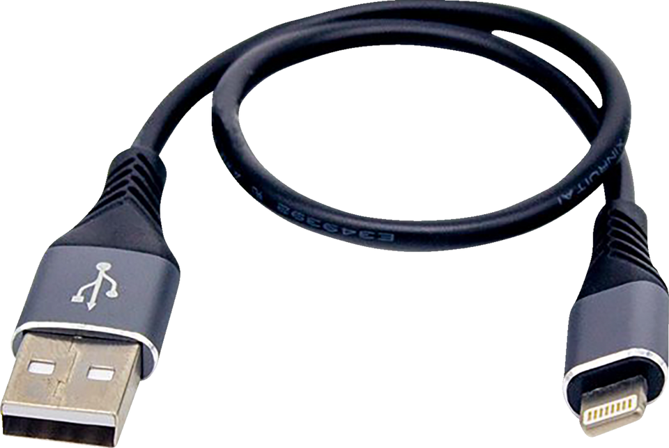 Male USB to Male Lightning Cable - Phone - Charger - 12" - Black/Gray - Lutzka's Garage