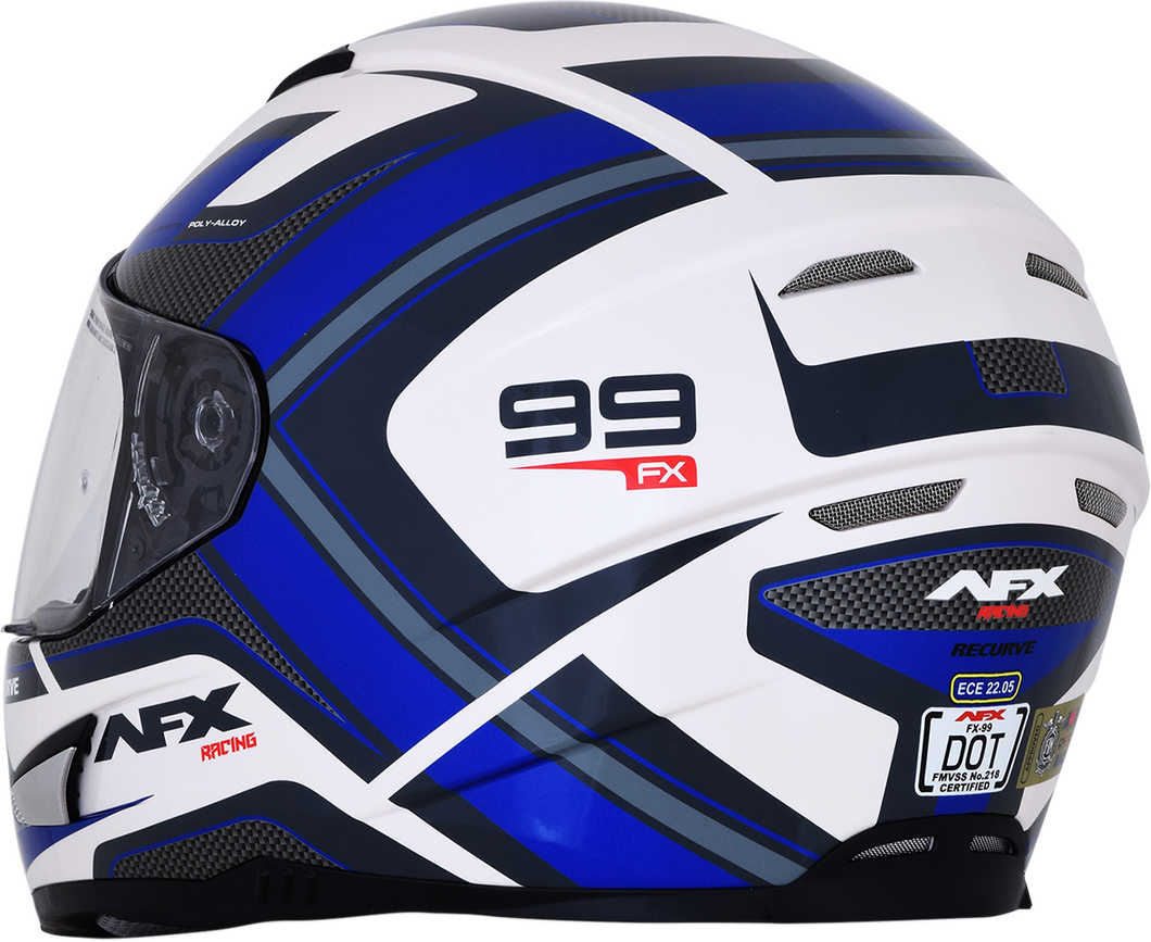 FX-99 Helmet - Recurve - Pearl White/Blue - Small - Lutzka's Garage