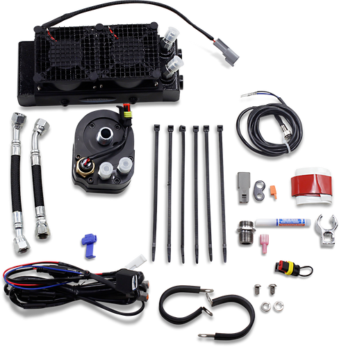 Oil Cooler Kit - Naked - Black - Dyna/FXR/Softail/Touring - Lutzka's Garage