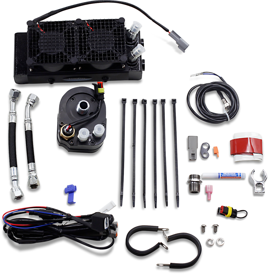 Oil Cooler Kit - Naked - Black - Dyna/FXR/Softail/Touring - Lutzka's Garage