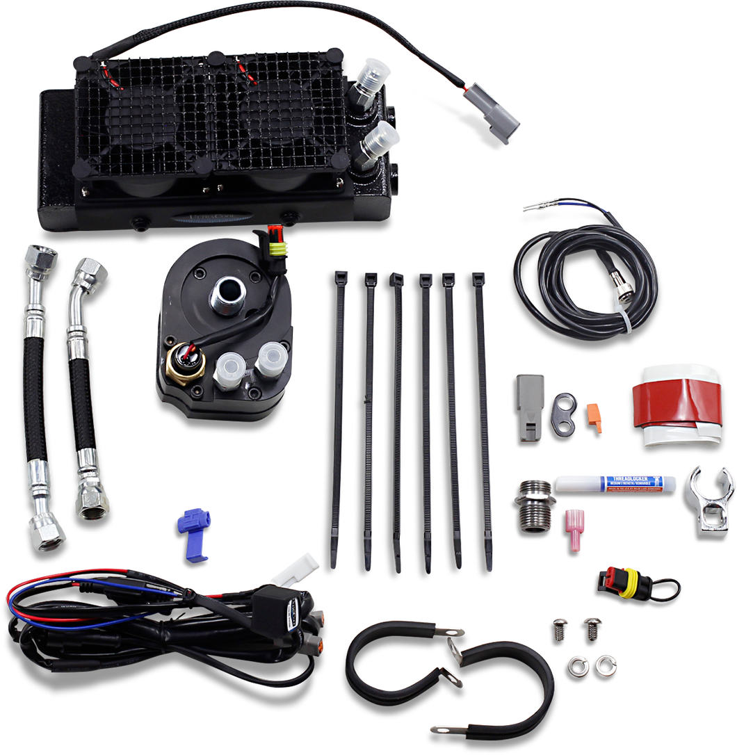 Oil Cooler Kit - Naked - Black - Dyna/FXR/Softail/Touring - Lutzka's Garage