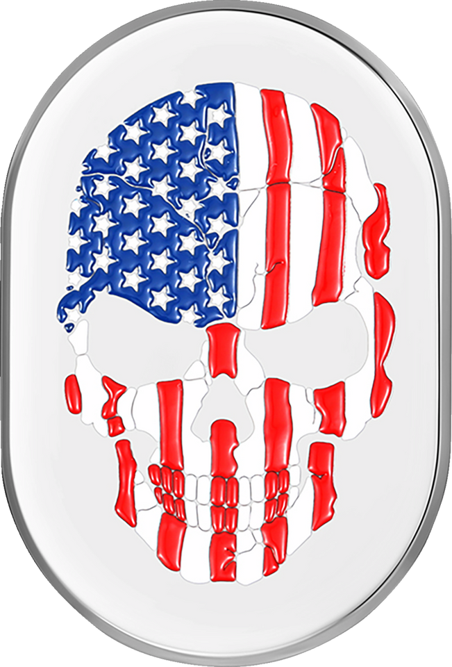 Antenna Cover - Right Rear Fender - American Flag Skull - Chrome - Lutzka's Garage