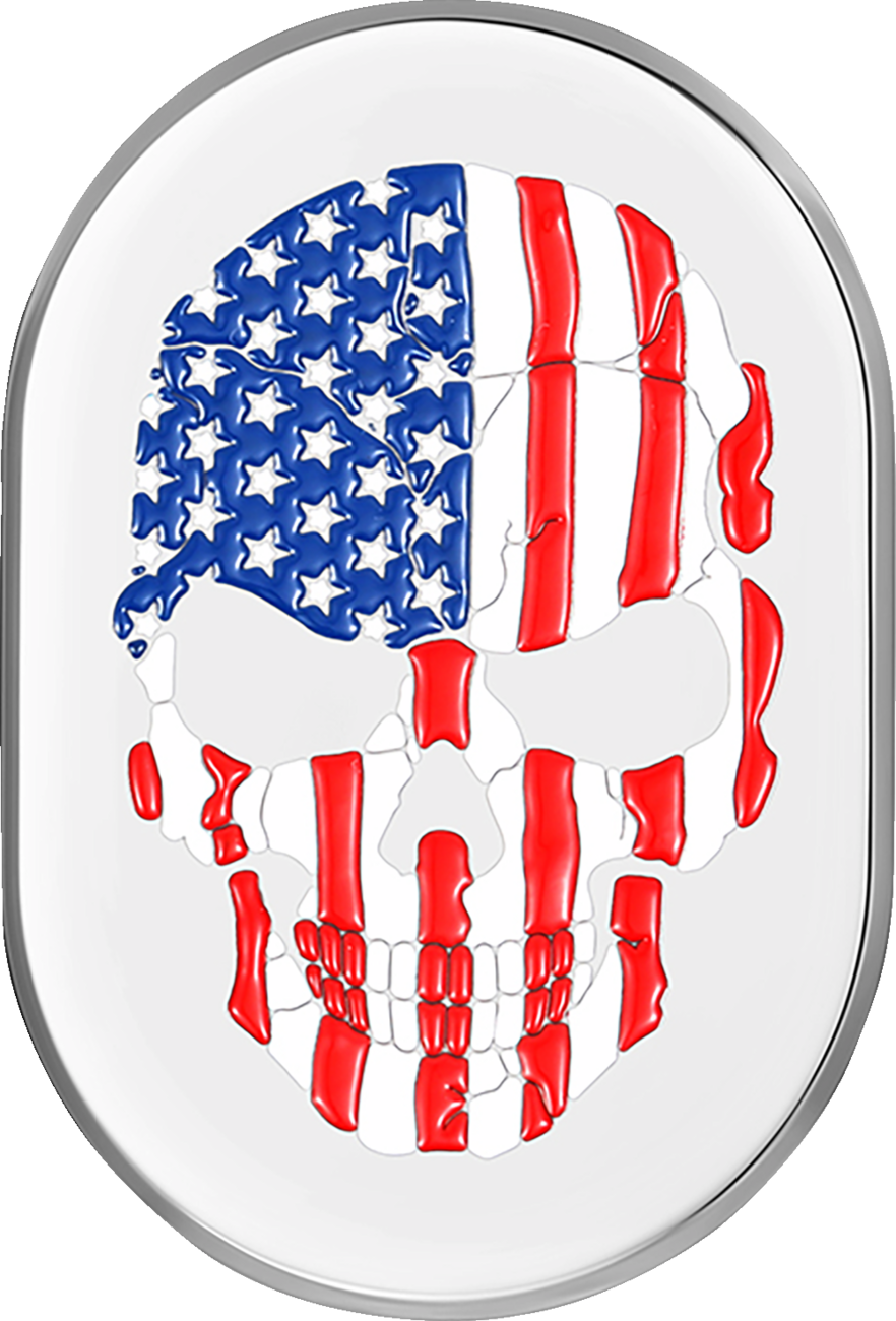 Antenna Cover - Right Rear Fender - American Flag Skull - Chrome - Lutzka's Garage