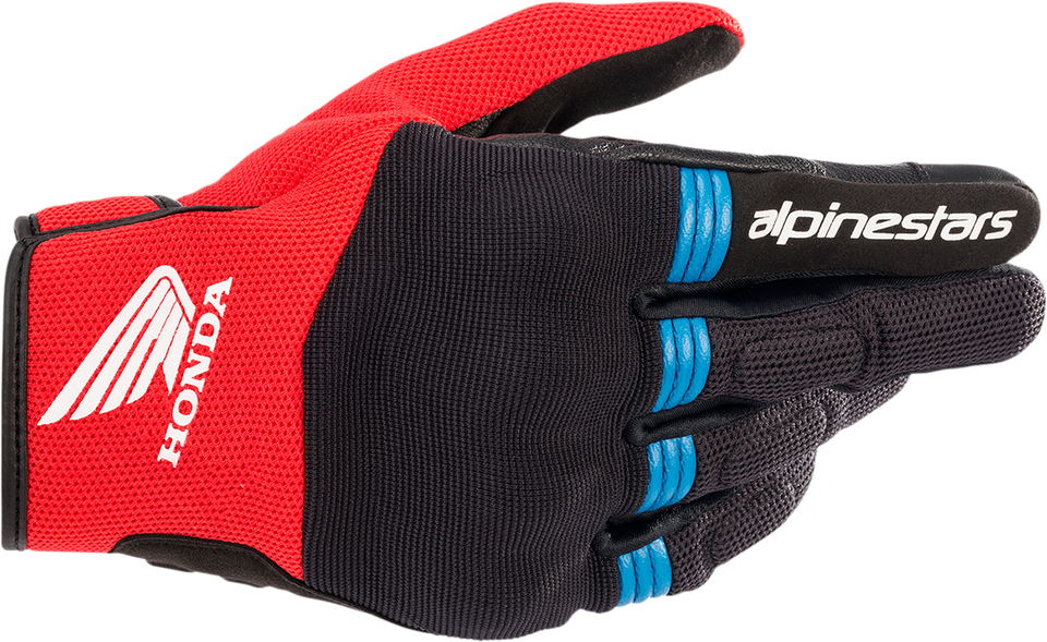 Honda Copper Gloves - Black/Bright Red/Blue - Small - Lutzka's Garage