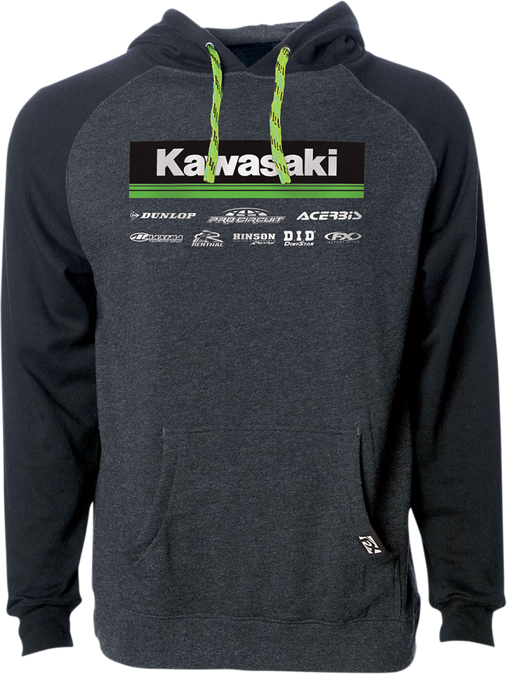 Kawasaki 21 Racewear Hoodie - Charcoal/Black - Medium - Lutzka's Garage