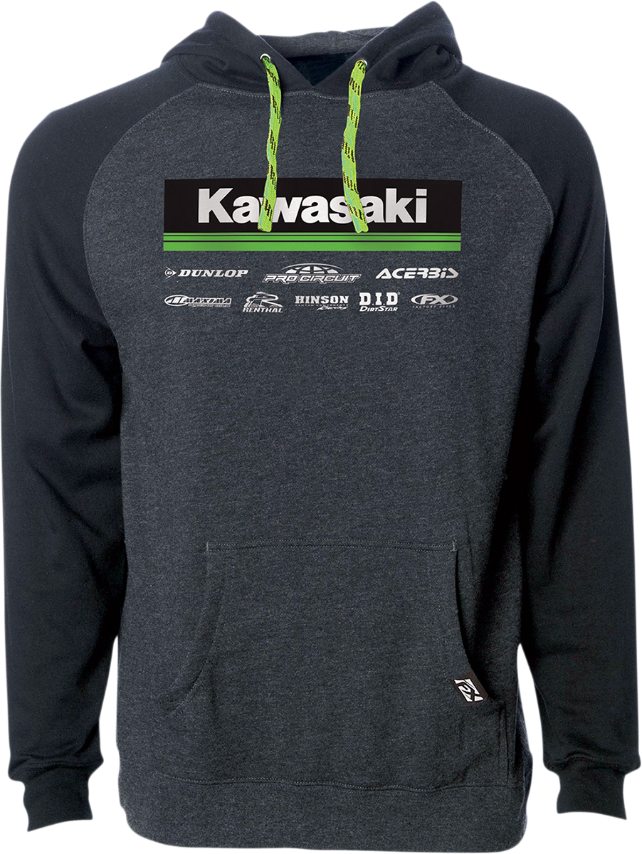 Kawasaki 21 Racewear Hoodie - Charcoal/Black - Medium - Lutzka's Garage