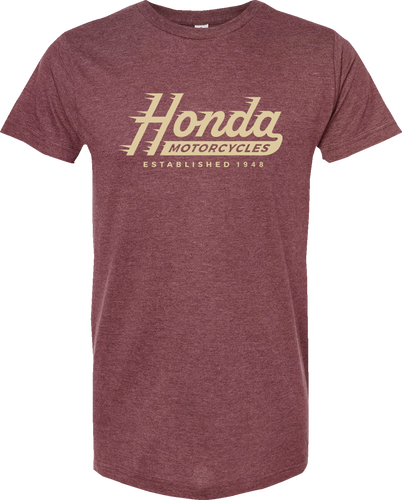 Honda Established T-Shirt - Heather Burgundy - Small - Lutzka's Garage