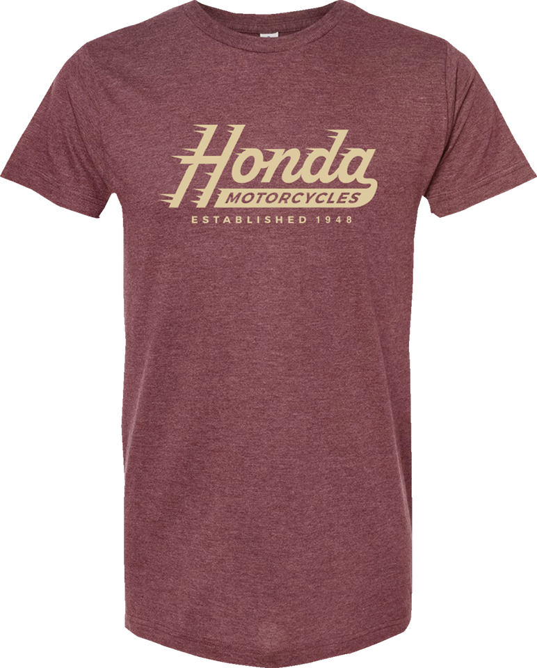 Honda Established T-Shirt - Heather Burgundy - Small - Lutzka's Garage