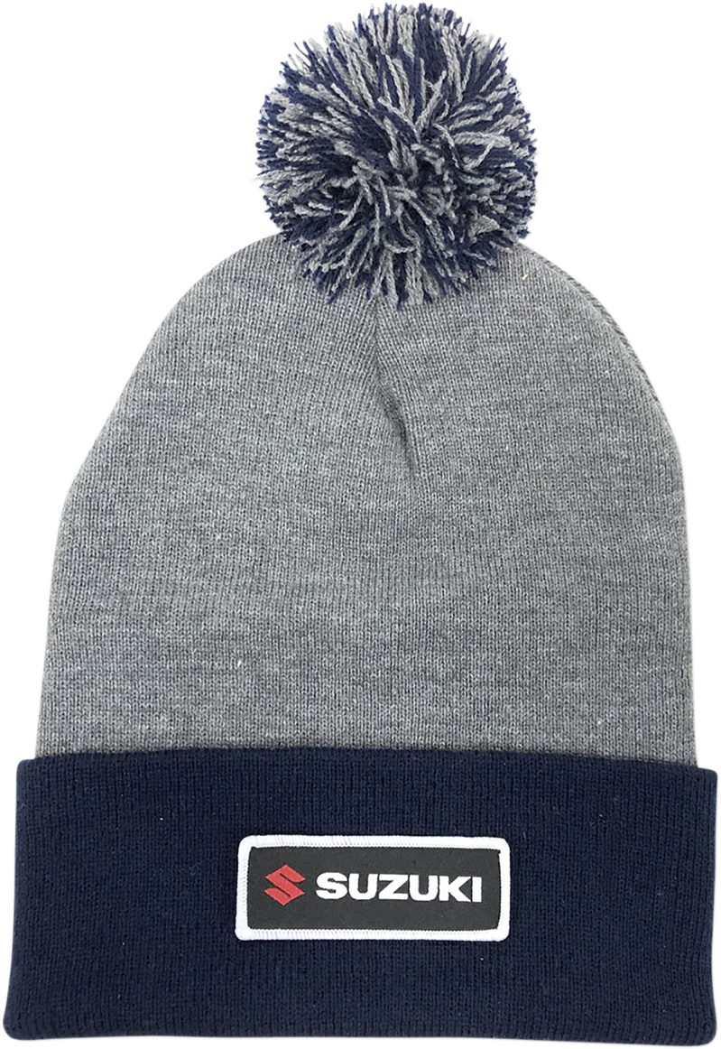 Suzuki Pom Beanie - Gray/Navy - Lutzka's Garage