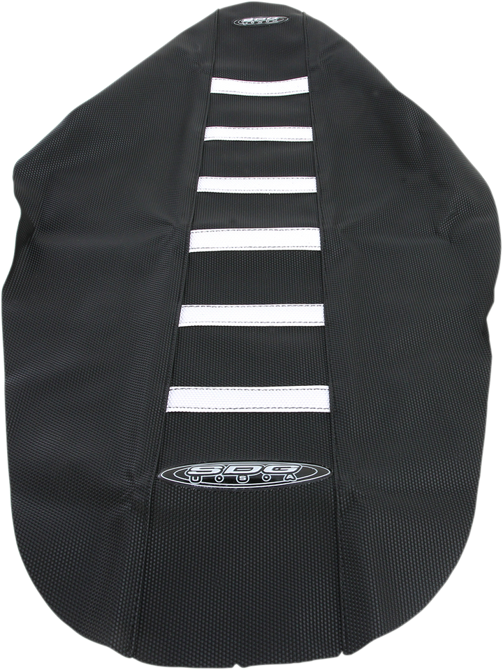 6-Ribbed Seat Cover - White Ribs/Black Top/Black Sides