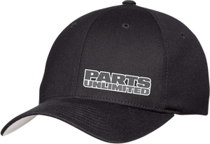 Parts Unlimited Curved Bill Hat - Black - Small/Medium - Lutzka's Garage