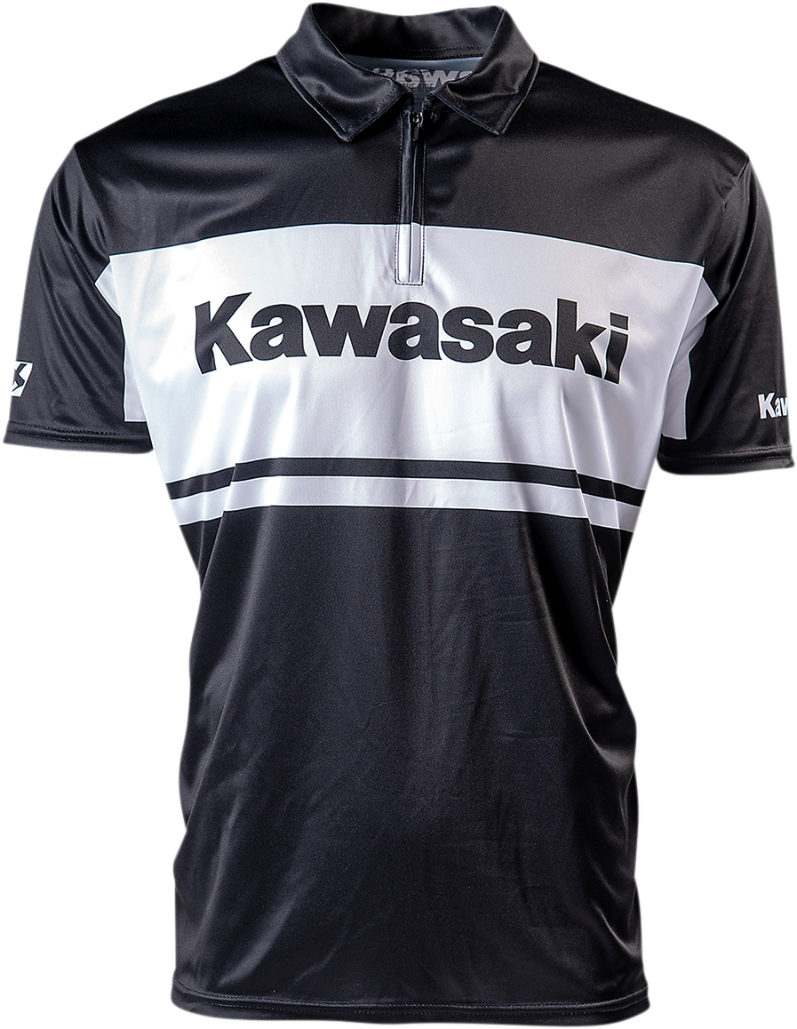 Kawasaki Team Pit Shirt - Black/White - Medium - Lutzka's Garage