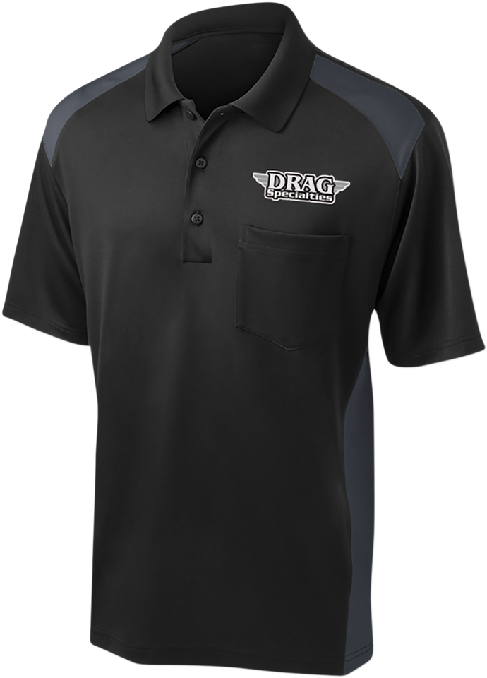 Drag Specialties Polo Shirt - Black/Charcoal - Small - Lutzka's Garage