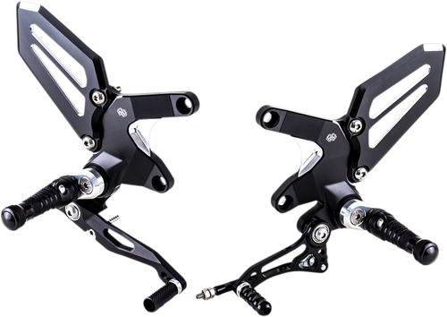 Adjustable Rearset - Black/Silver - Kawasaki - Lutzka's Garage