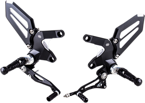 Adjustable Rearset - Black/Silver - Kawasaki - Lutzka's Garage