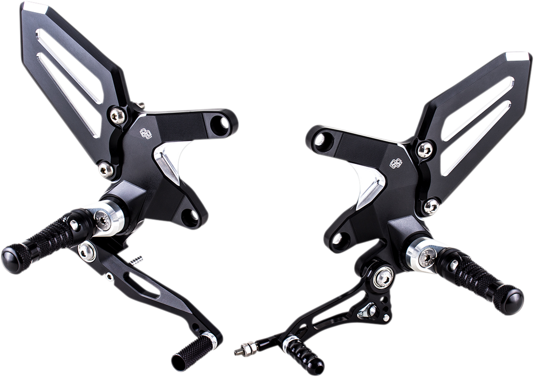 Adjustable Rearset - Black/Silver - Kawasaki - Lutzka's Garage