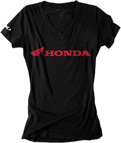 Womens Honda V-Neck T-Shirt - Black - Small - Lutzka's Garage