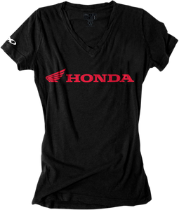 Womens Honda V-Neck T-Shirt - Black - Small - Lutzka's Garage