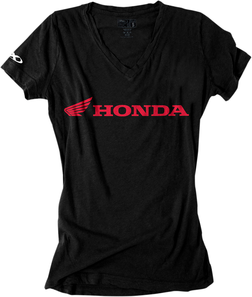 Womens Honda V-Neck T-Shirt - Black - Small - Lutzka's Garage