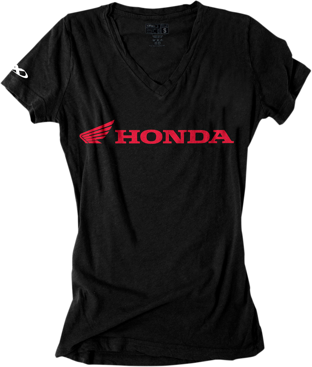 Womens Honda V-Neck T-Shirt - Black - Small - Lutzka's Garage