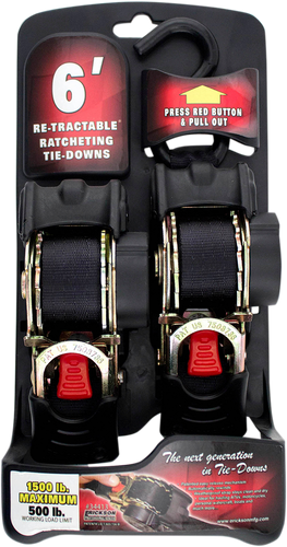 Retractable Ratchet Tie-Downs - 6 - Black - Lutzka's Garage