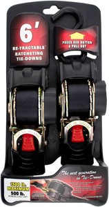 Retractable Ratchet Tie-Downs - 6 - Black - Lutzka's Garage