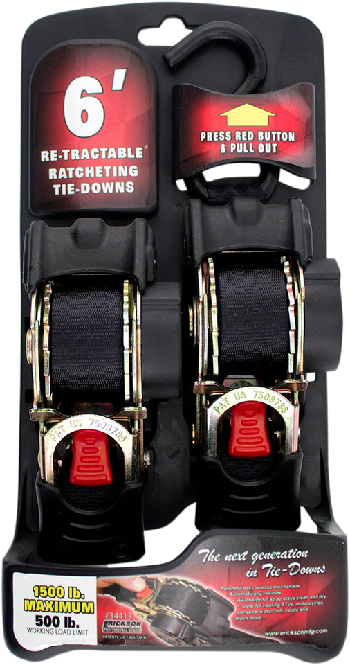 Retractable Ratchet Tie-Downs - 6 - Black - Lutzka's Garage