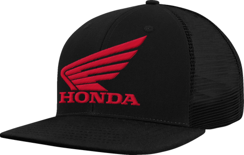 Honda Wing Flat Bill Hat - Black/Red - Lutzka's Garage